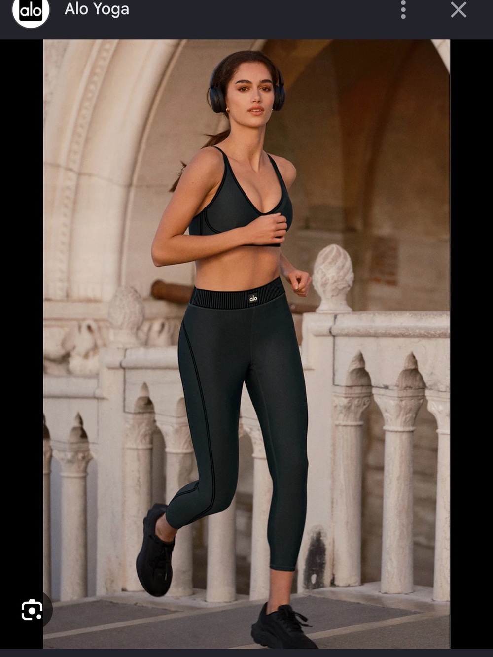 ALO Yoga charcoal green Cropped High-Waist Leggings